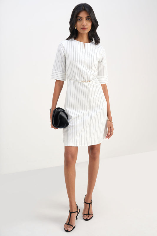 Sophisticated Monochrome Motion Dress for Party and Casual Wear