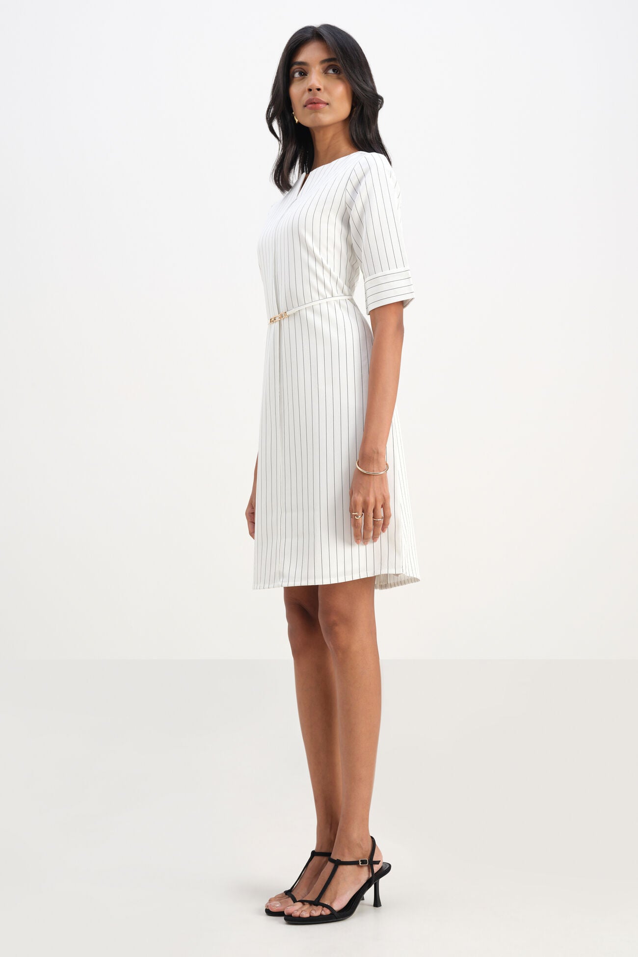 Sophisticated Monochrome Motion Dress for Party and Casual Wear