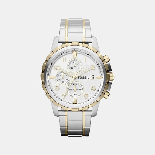 Fashionable Men’s Chronograph Watch with Silver Face and Durable Stainless Steel Strap