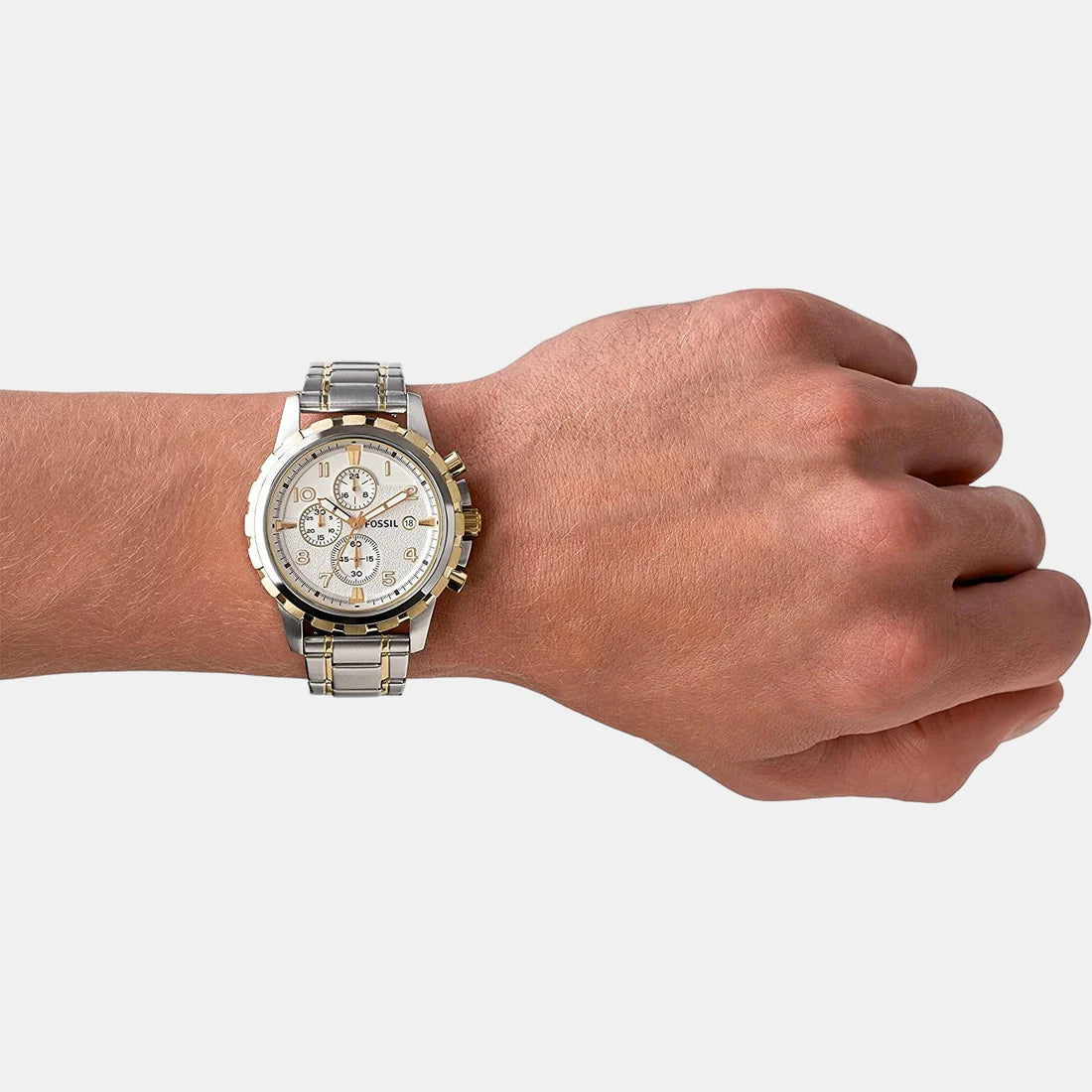 Fashionable Men’s Chronograph Watch with Silver Face and Durable Stainless Steel Strap