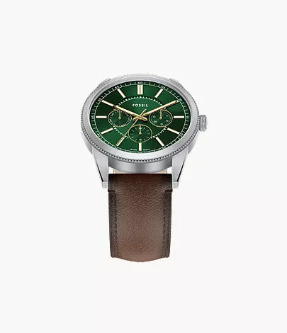 Men’s Brown Leather Multifunction Watch Stylish and Elegant Timepiece