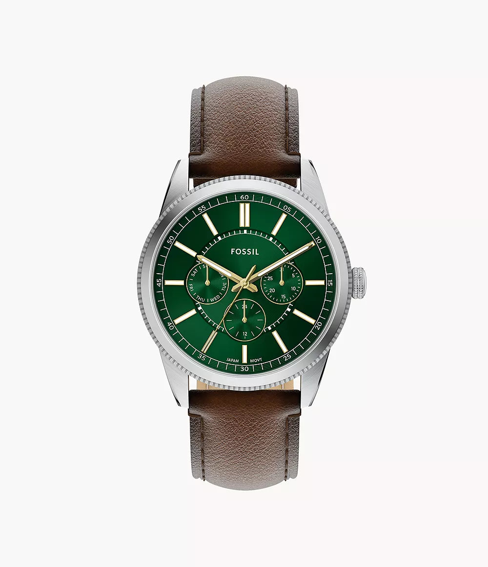 Men’s Brown Leather Multifunction Watch Stylish and Elegant Timepiece