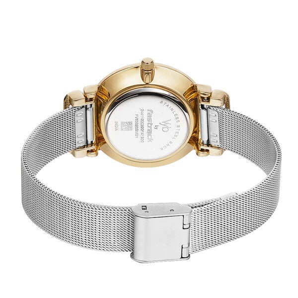 Fashionable Girls’ Analog Watch with Golden Dial Durable Stainless Steel Strap