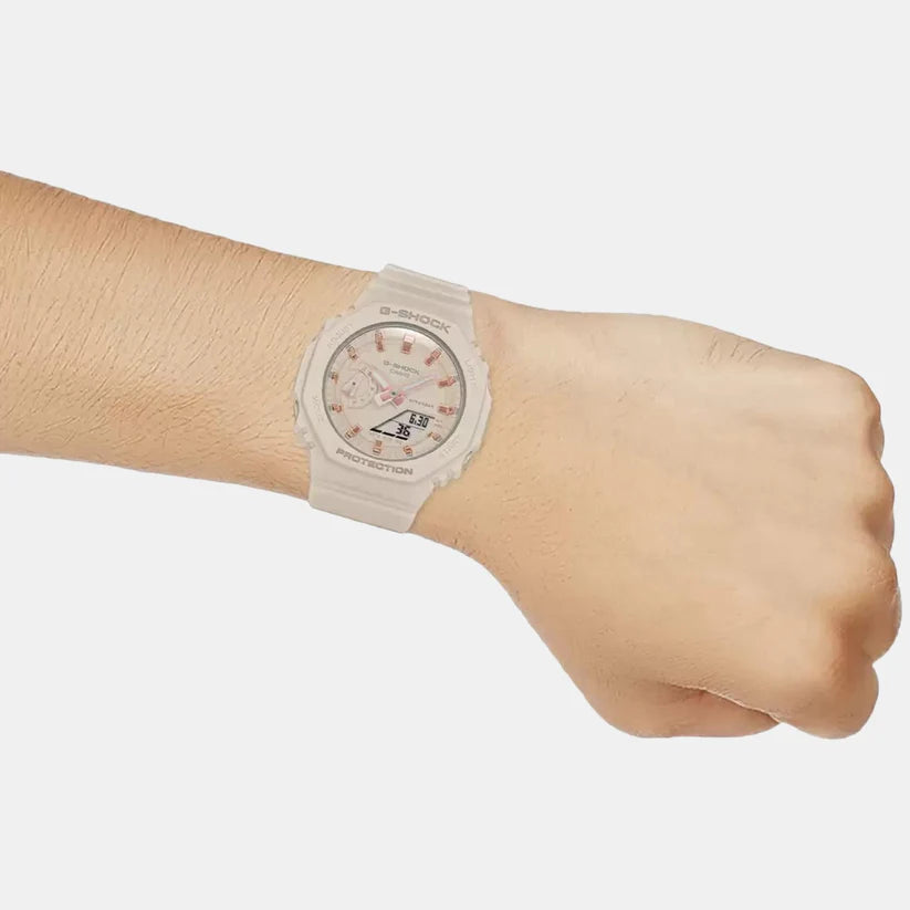 Elegant Women’s Analog-Digital Quartz Watch Pink Dial Stylish Resin Timepiece