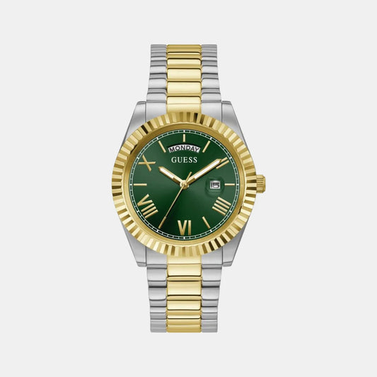 Timeless Green Dial Analog Watch with Stainless Steel Strap for Men