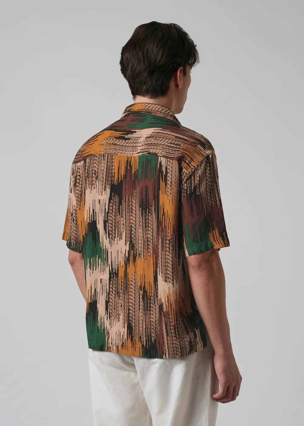 Green Abstract Brushstroke Oversized Shirt for Men Feather Design