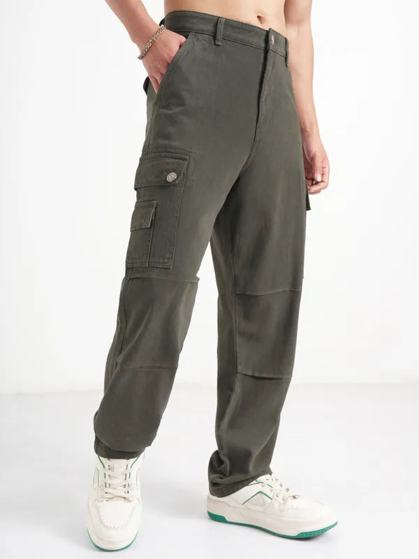 Everyday Wear Men Olive Straight Fit Jeans with Comfortable Waistband