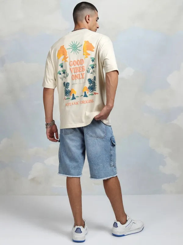 Casual Round Neck Printed Oversized T-Shirt for Men Everyday Wear