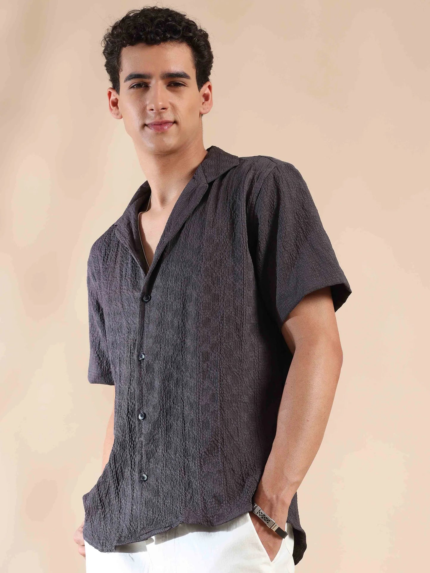 Lightweight Popcorn Print Casual Shirt for Men Pebble Beach Collection
