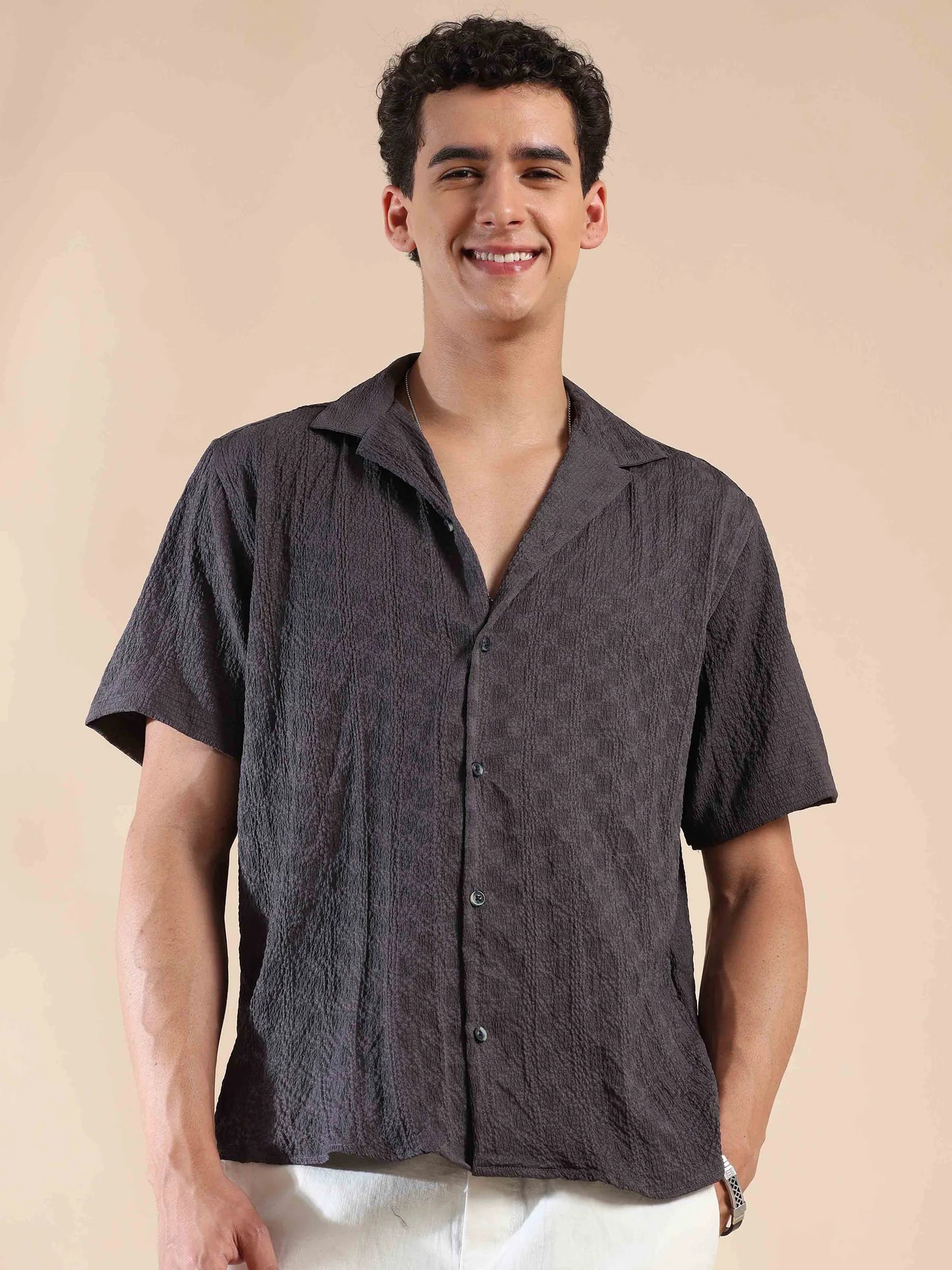 Lightweight Popcorn Print Casual Shirt for Men Pebble Beach Collection