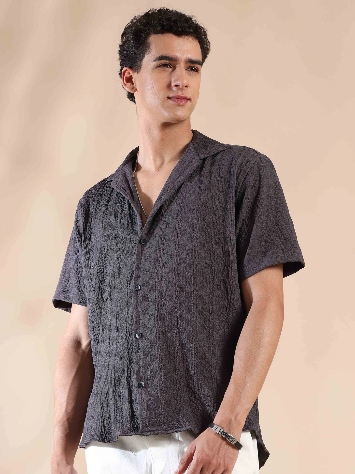 Lightweight Popcorn Print Casual Shirt for Men Pebble Beach Collection