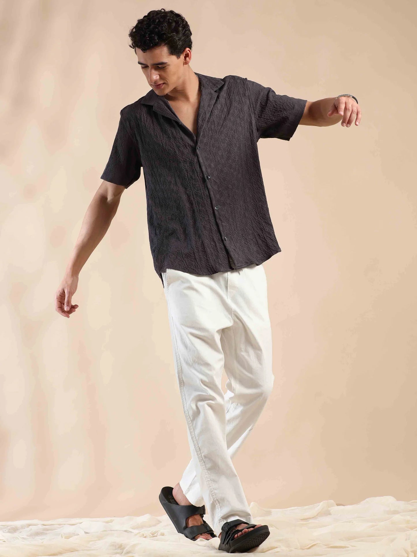 Lightweight Popcorn Print Casual Shirt for Men Pebble Beach Collection