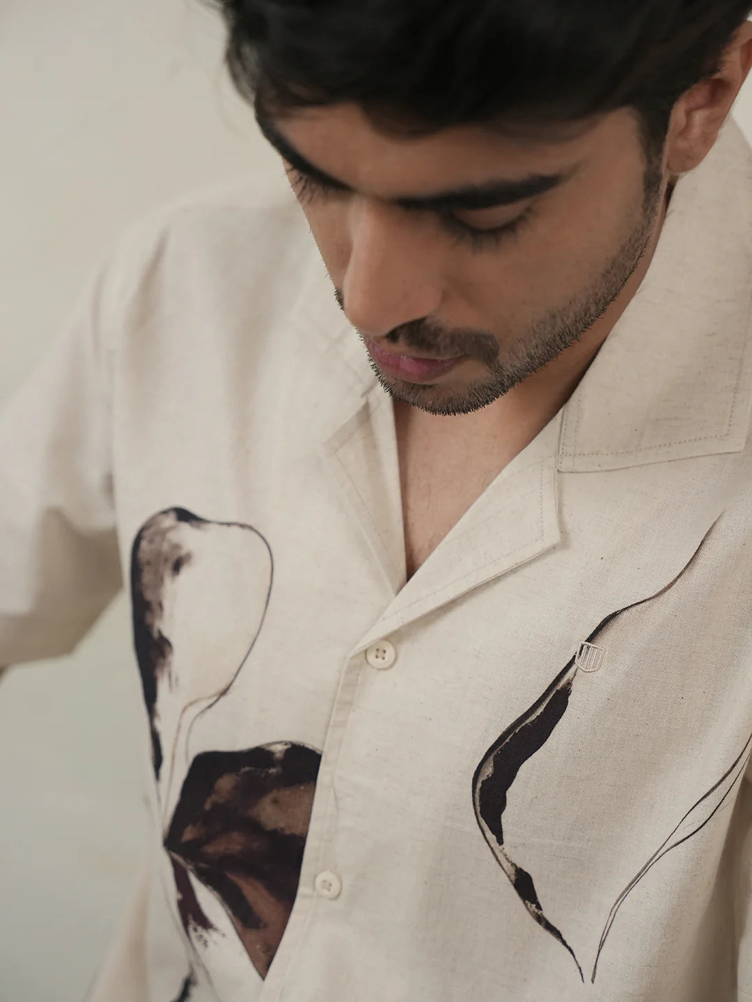 Fashionable Beige Panel Printed Shirt for Men Casual Outfits
