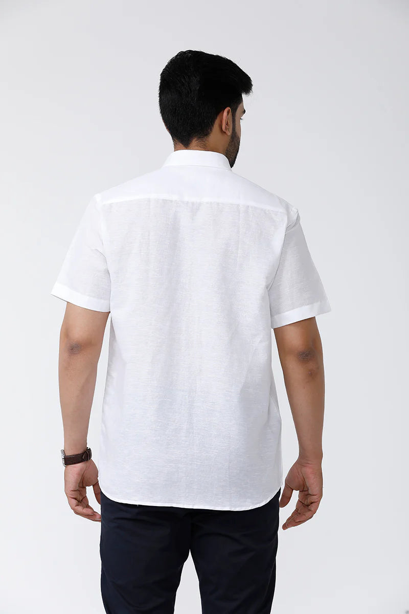 Fashionable White Linen-Cotton Shirt for Men Casual & Party Wear