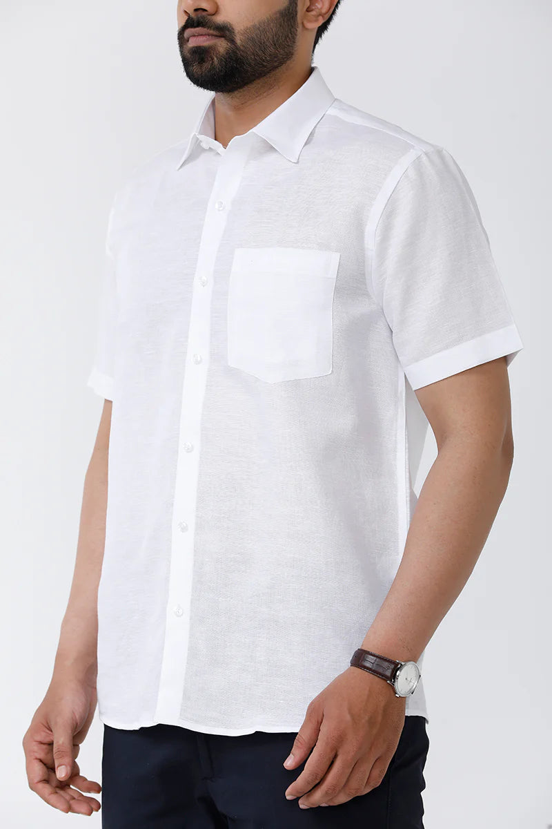 Fashionable White Linen-Cotton Shirt for Men Casual & Party Wear