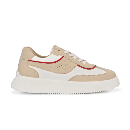 Men’s Lightweight White and Beige Trainers Ideal for Walking and Outings