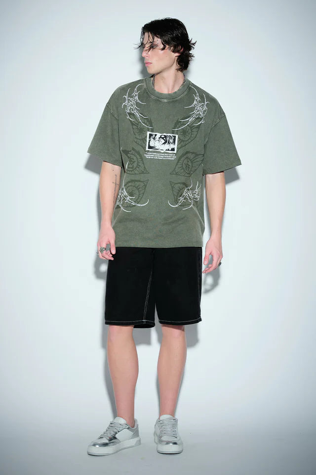 Bold Anime Print Oversized T-Shirt Men Nezuko’s Curse