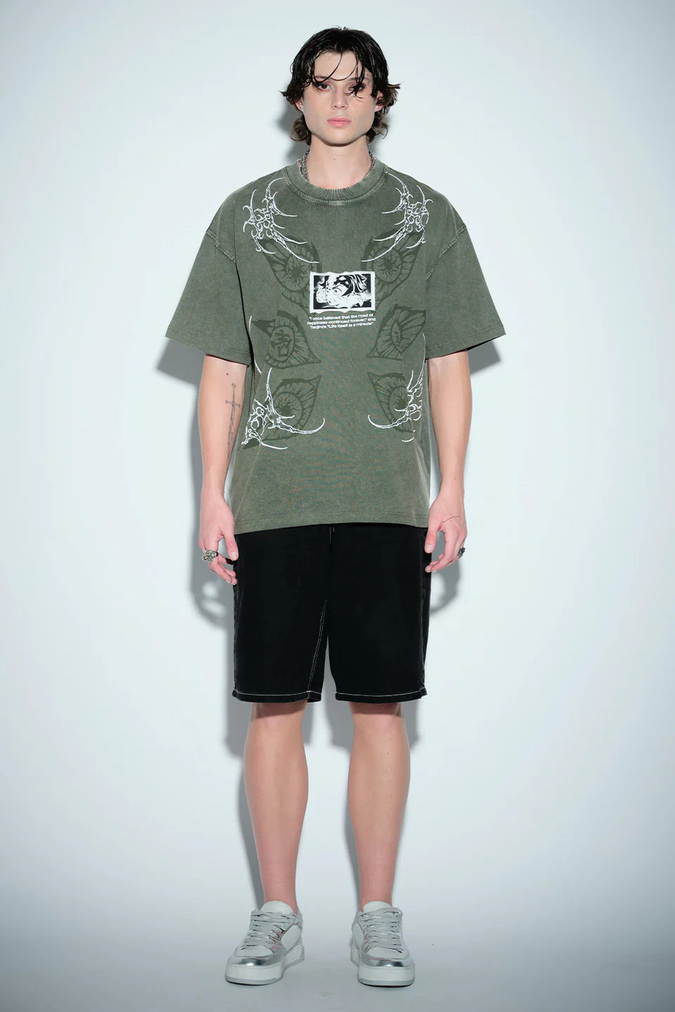 Bold Anime Print Oversized T-Shirt Men Nezuko’s Curse