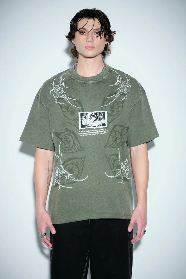 Bold Anime Print Oversized T-Shirt Men Nezuko’s Curse