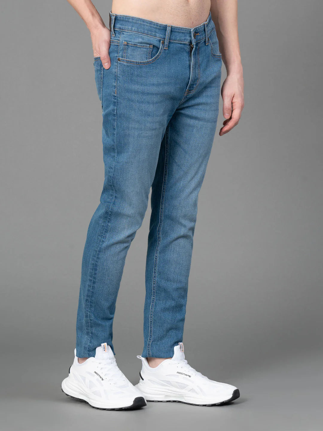 Comfortable Mens Medium Blue Jeans Casual and Streetwear Style