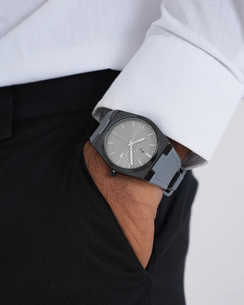 Stylish Men’s Professional Edge Grey Black Watch Lightweight Comfortable Fit