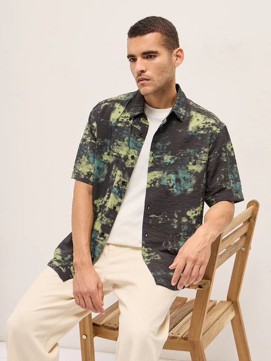 Relaxed Fit Multicolor Abstract Print Shirt for Men Everyday Wear