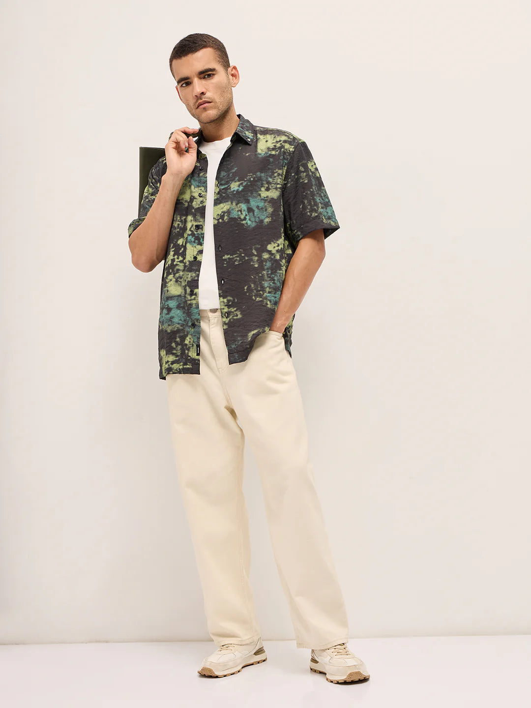 Relaxed Fit Multicolor Abstract Print Shirt for Men Everyday Wear