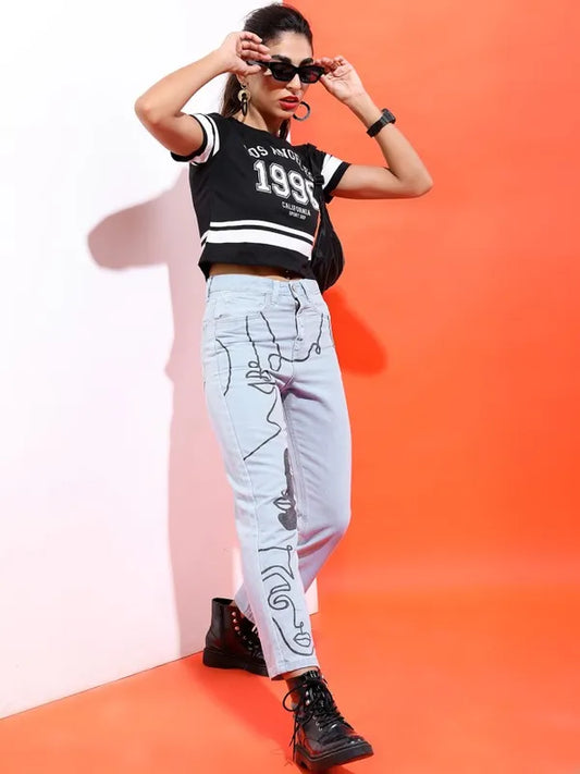 Trendy Women Blue Wide Leg Stretchable Jeans Perfect for Casual and Streetwear Outfits