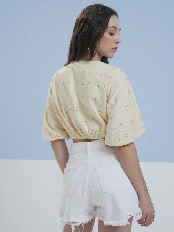Vibrant Yellow Embroidered Top for Women Weekend & Party Outings