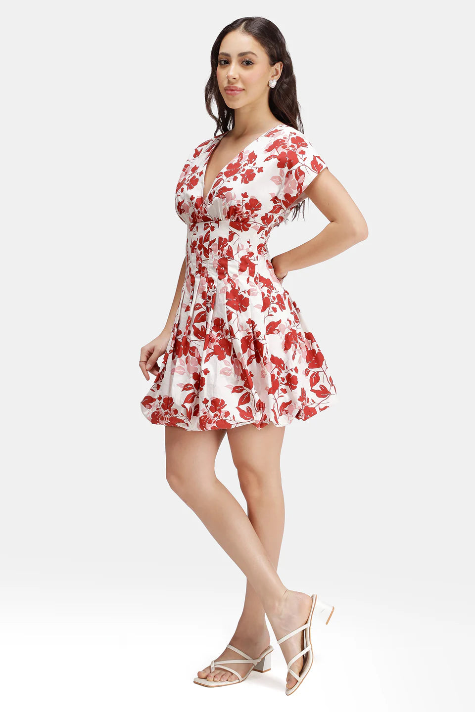 Modern Pleated Cotton Bubble Hem Dress for Women with Comfortable Fit