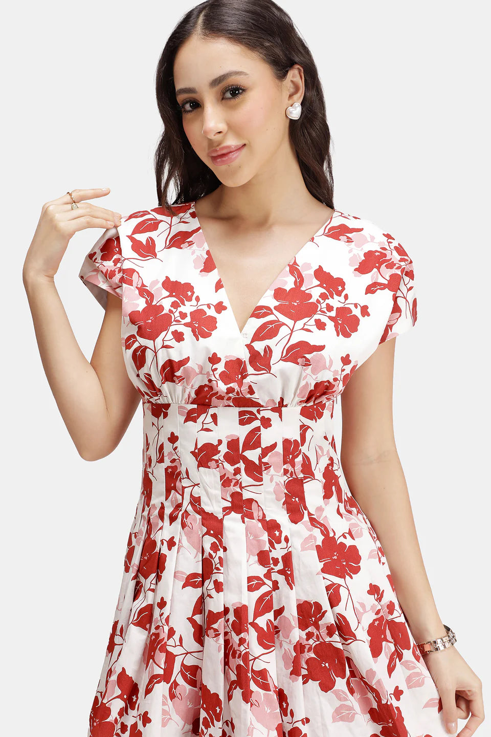 Modern Pleated Cotton Bubble Hem Dress for Women with Comfortable Fit
