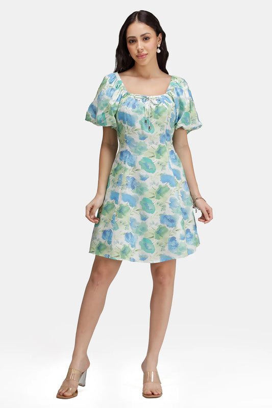 Trendy Women’s Viscose Mini Dress with All-Over Prints and Comfortable Wear
