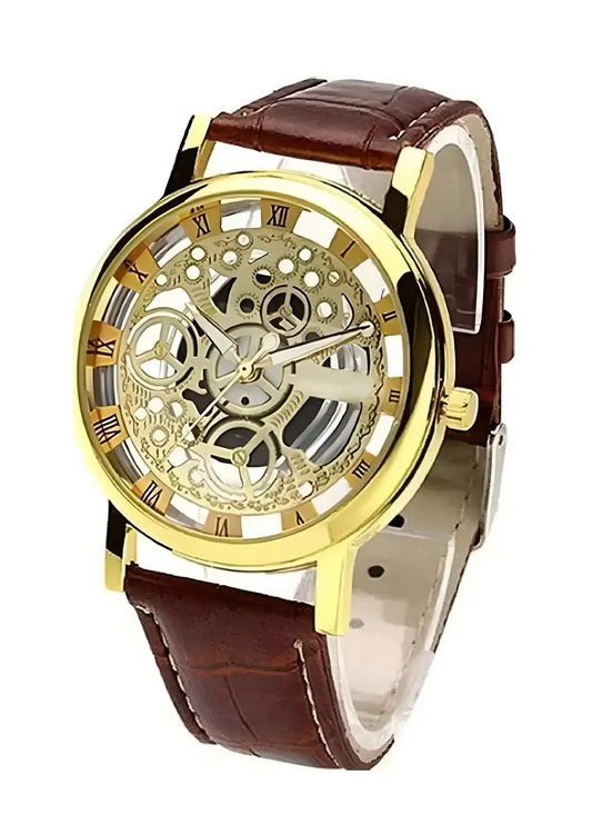 Fashionable Women’s Brown Leather Analog Watch Sleek Durable Wristwatch