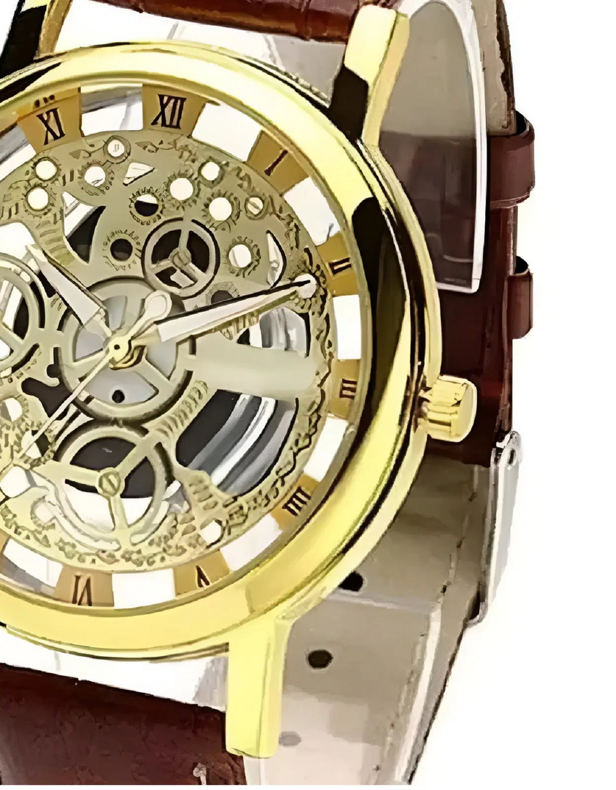 Fashionable Women’s Brown Leather Analog Watch Sleek Durable Wristwatch