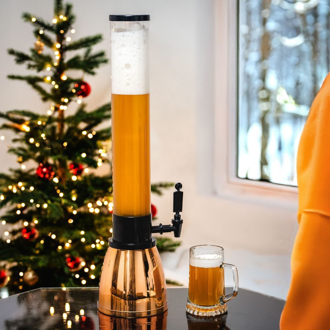 Party Beer and Beverage Tower with Easy Pour Tap and Transparent Design for Convenient Serving