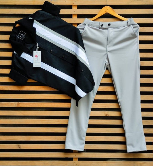 Trendy Men’s Premium Quality Cotton Shirt and Lycra Pant Combo Perfect for Daily Wear