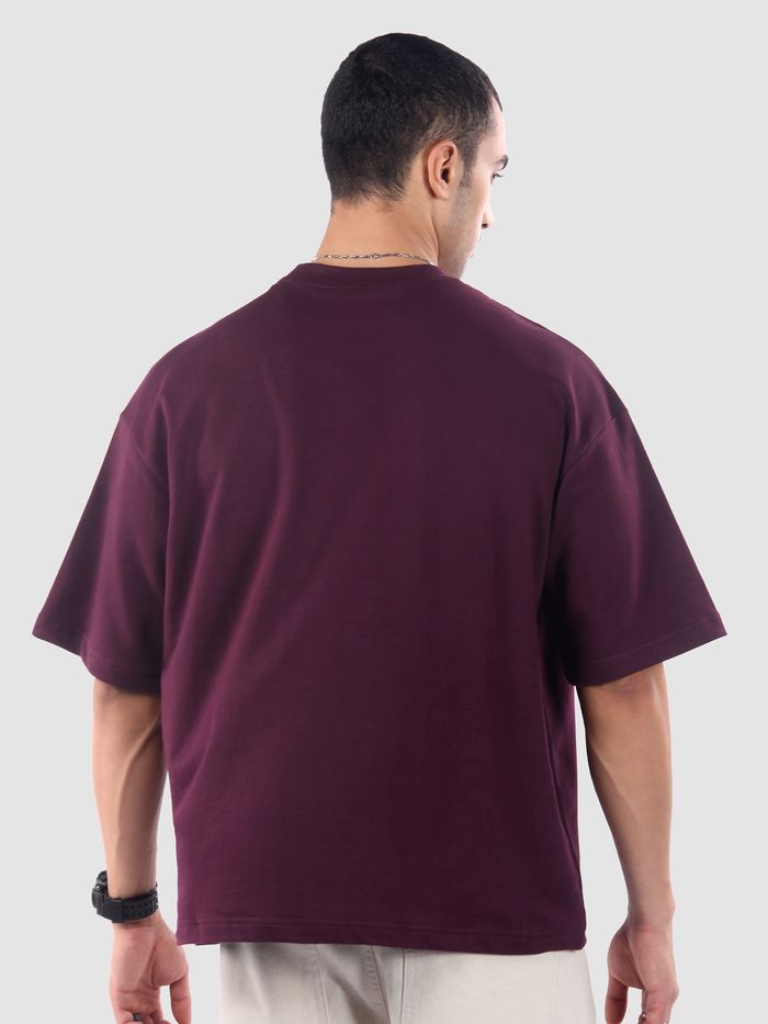 Men’s Oversized Dark Purple T-Shirt with Rock and Roll Graphic