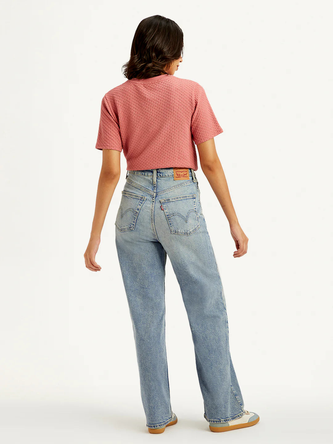 Loose Fit Light Blue Jeans with High Rise for Women