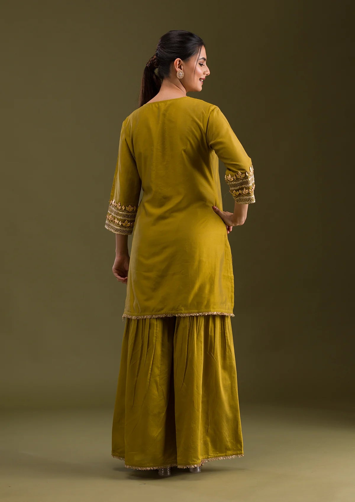 Stylish Mehendi Semi Crepe Zariwork Salwar Suit for Occasions