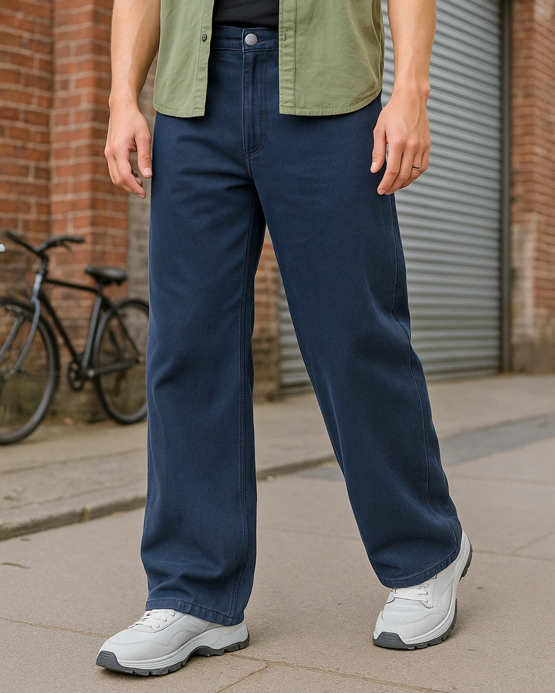 Durable Men’s Blue Mid Rise Jeans Super Baggy Fit for Casual Outfits