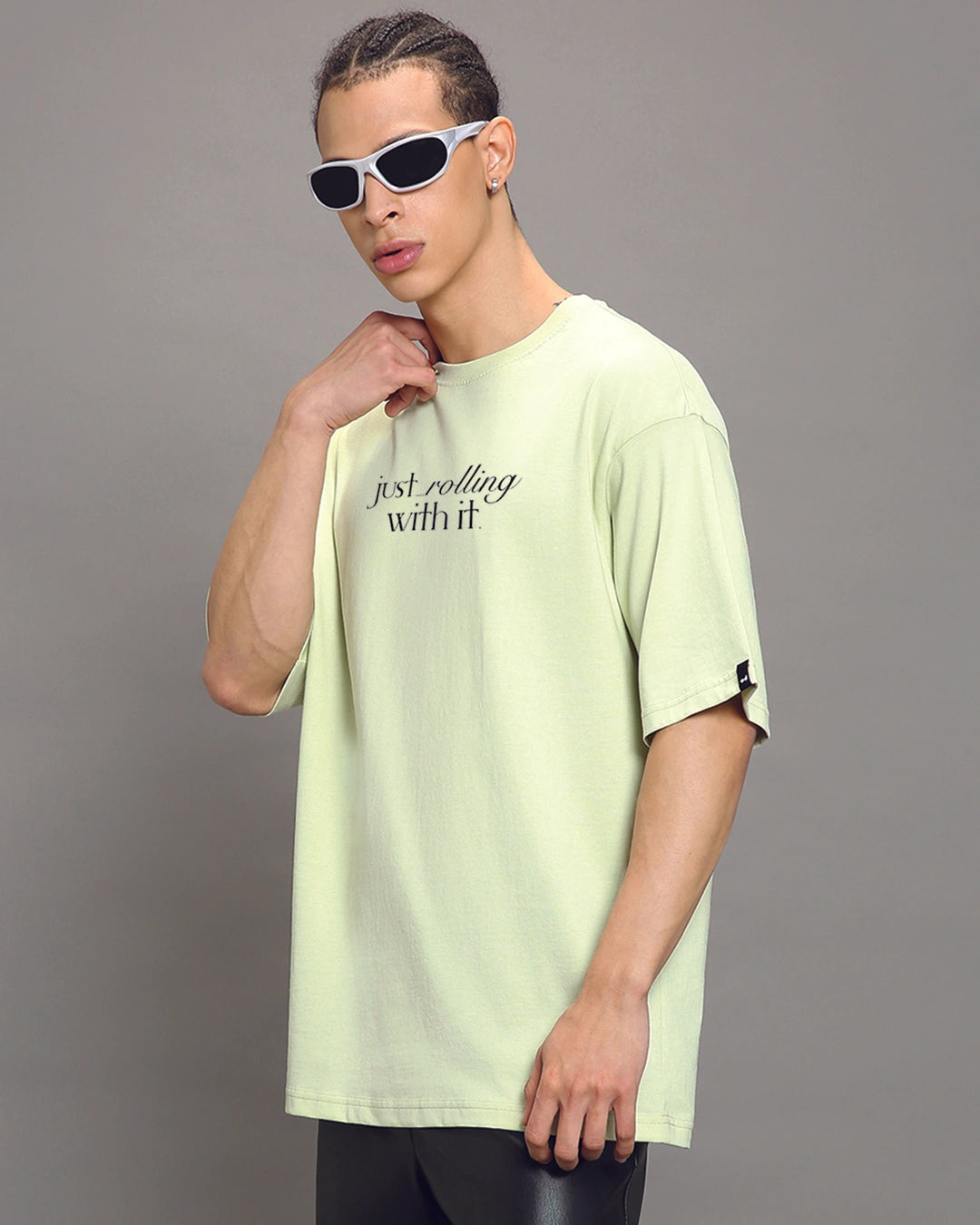 Men’s Oversized Graphic Printed T-Shirt Fog Green Comfortable Everyday Wear