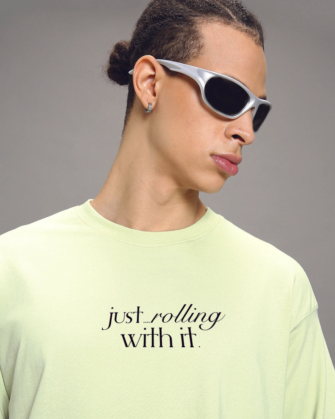 Men’s Oversized Graphic Printed T-Shirt Fog Green Comfortable Everyday Wear