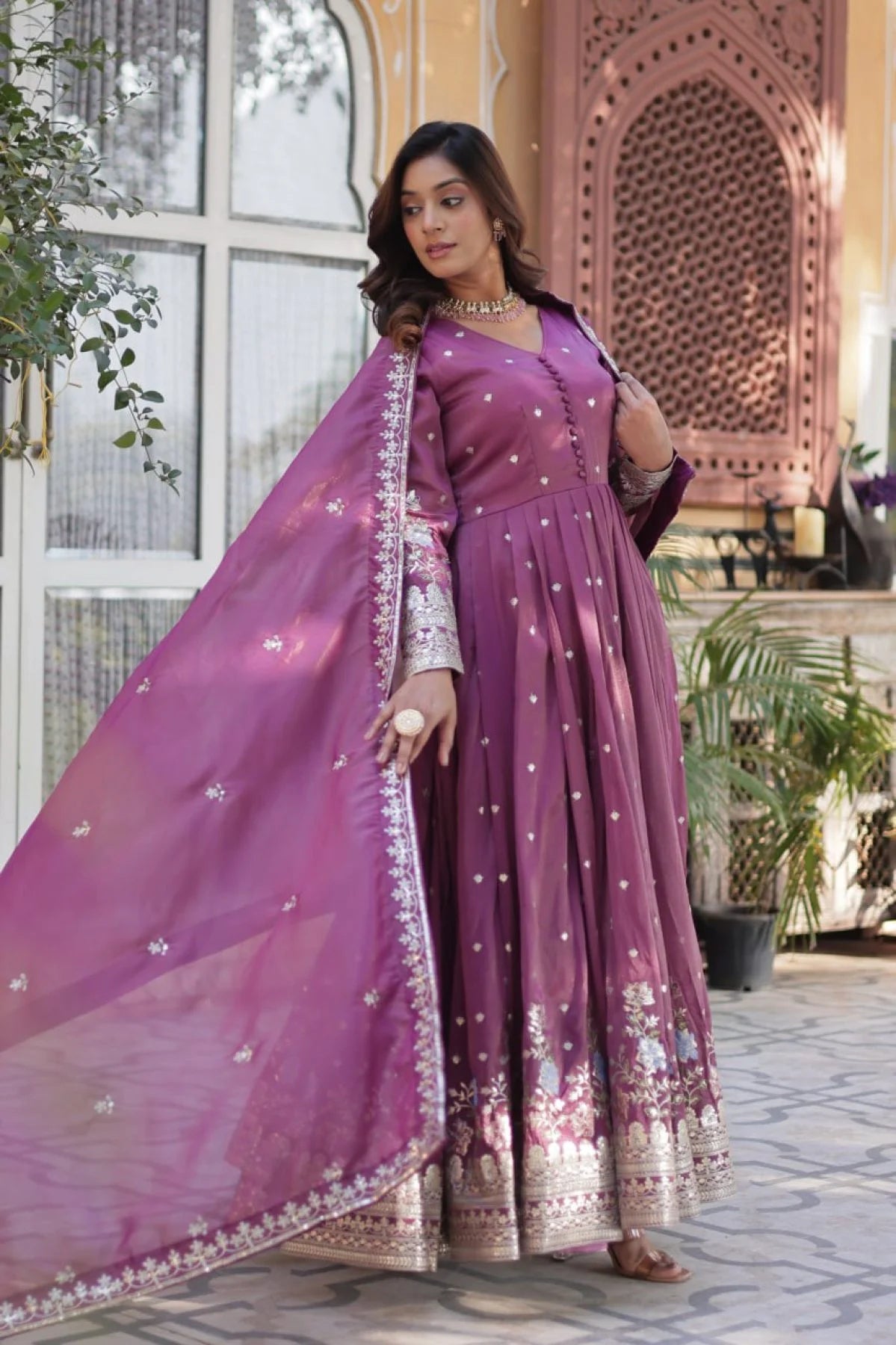 Premium Anarkali Gown for Women with Decorative Sequin Work and Heavy Dupatta for Party, Wedding, and Festive Wear