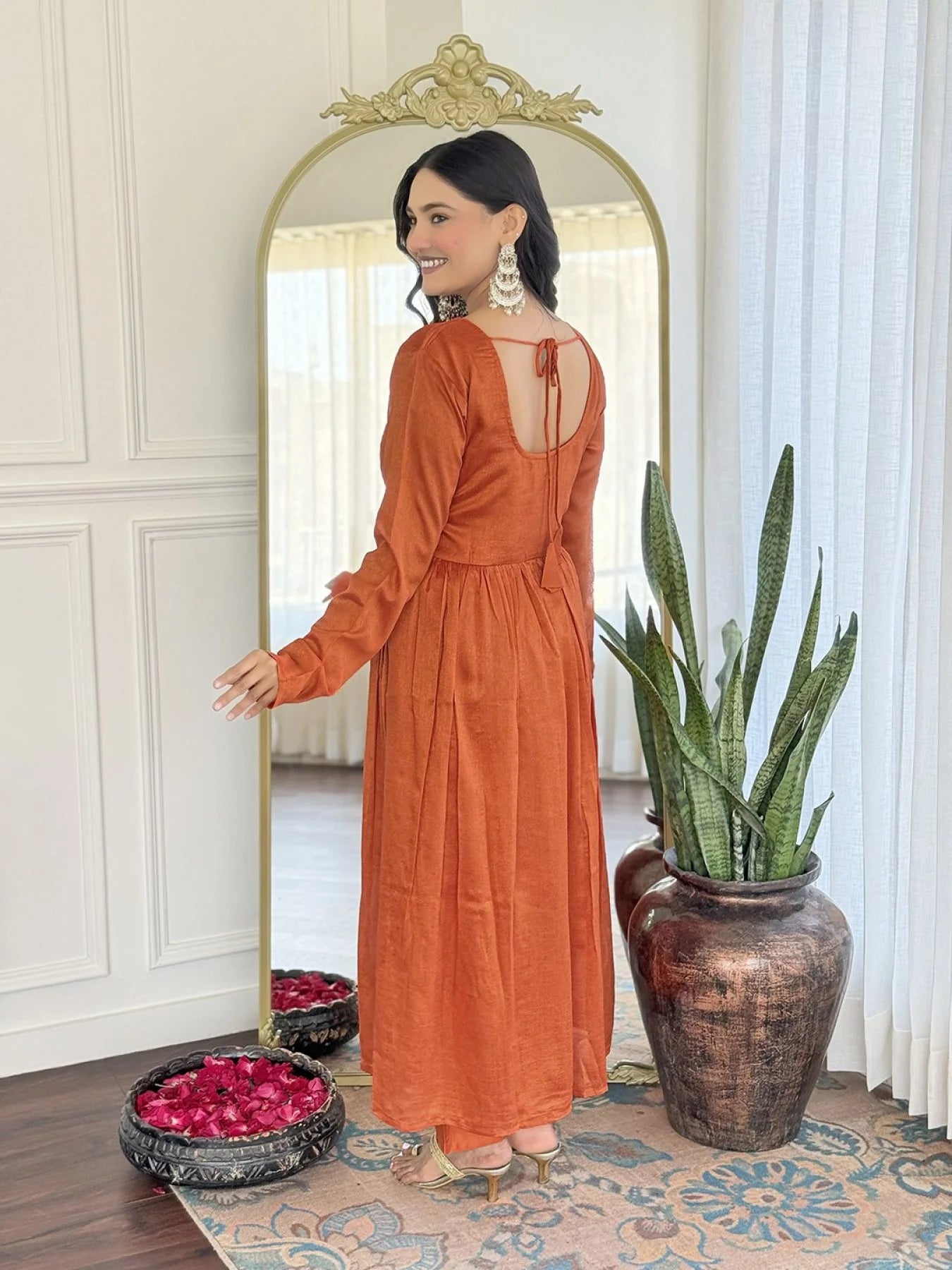 Women’s Stylish Anarkali Kurti with Dupatta Set in Vichitra Fabric for Elegant Festival and Celebration Look