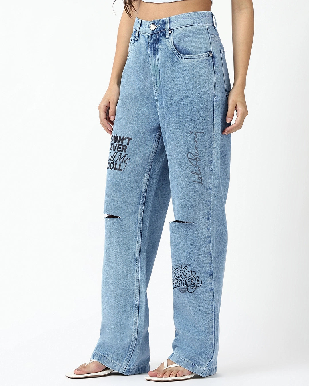 Everyday Wear Women’s Light Blue Washed Distressed Jeans Relaxed Trendy and Comfortable