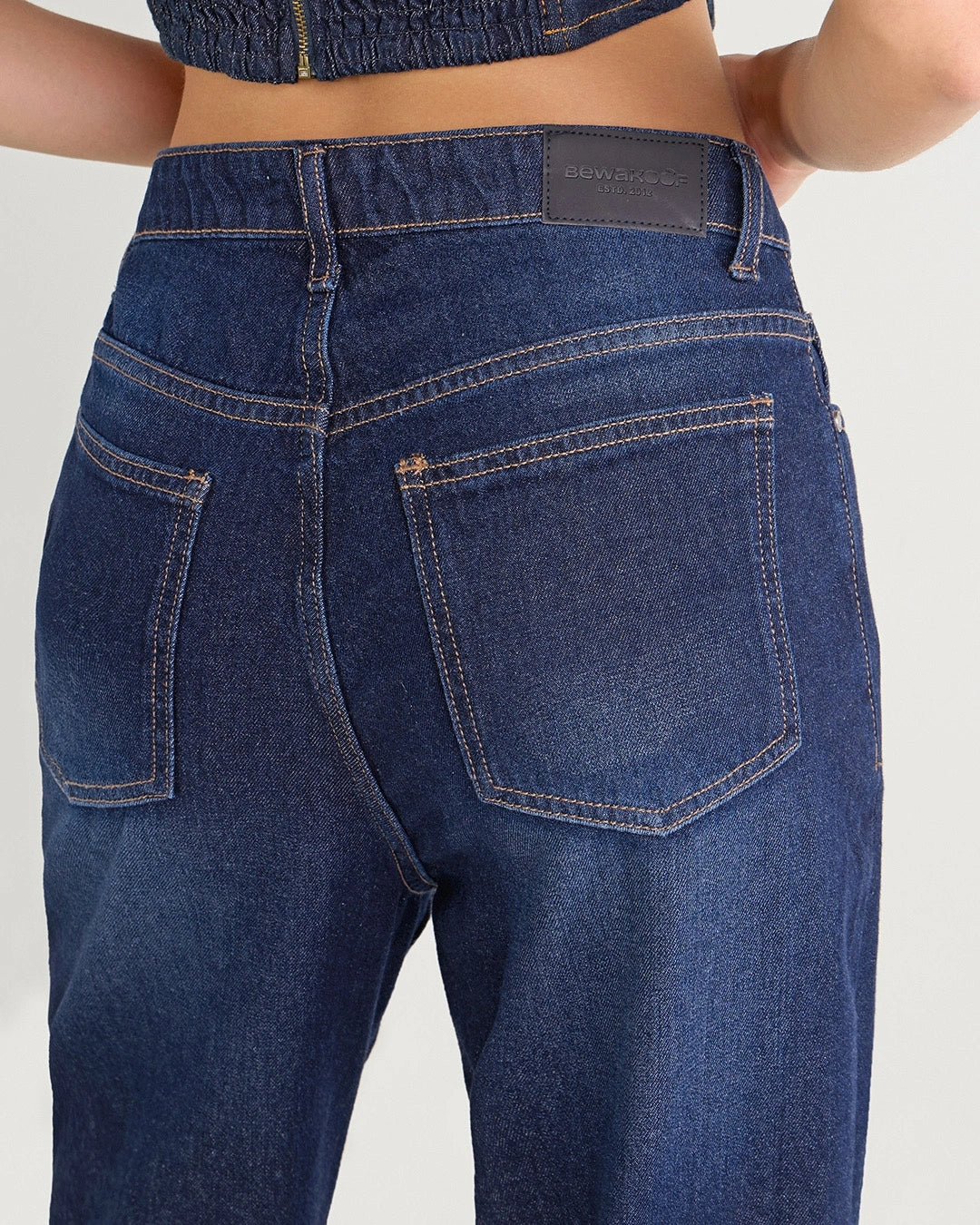 Trendy Korean Baggy Wide Leg Jeans for Women in Blue Washed Denim